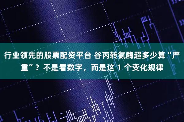 行业领先的股票配资平台 谷丙转氨酶超多少算“严重”？不是看数字，而是这 1 个变化规律